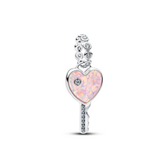 Pandora Moments 925 Sterling Silver Opalescent Heart Key Pendant 794427C01