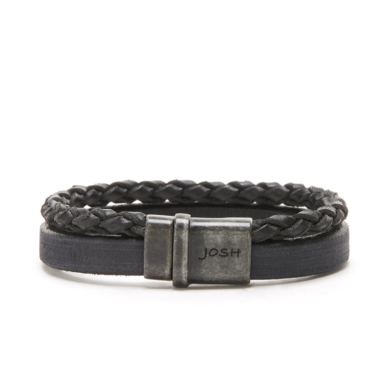 Josh Vintage herren Armband Schwarz 09264-BRA-VB/BLACK/L-zoom-