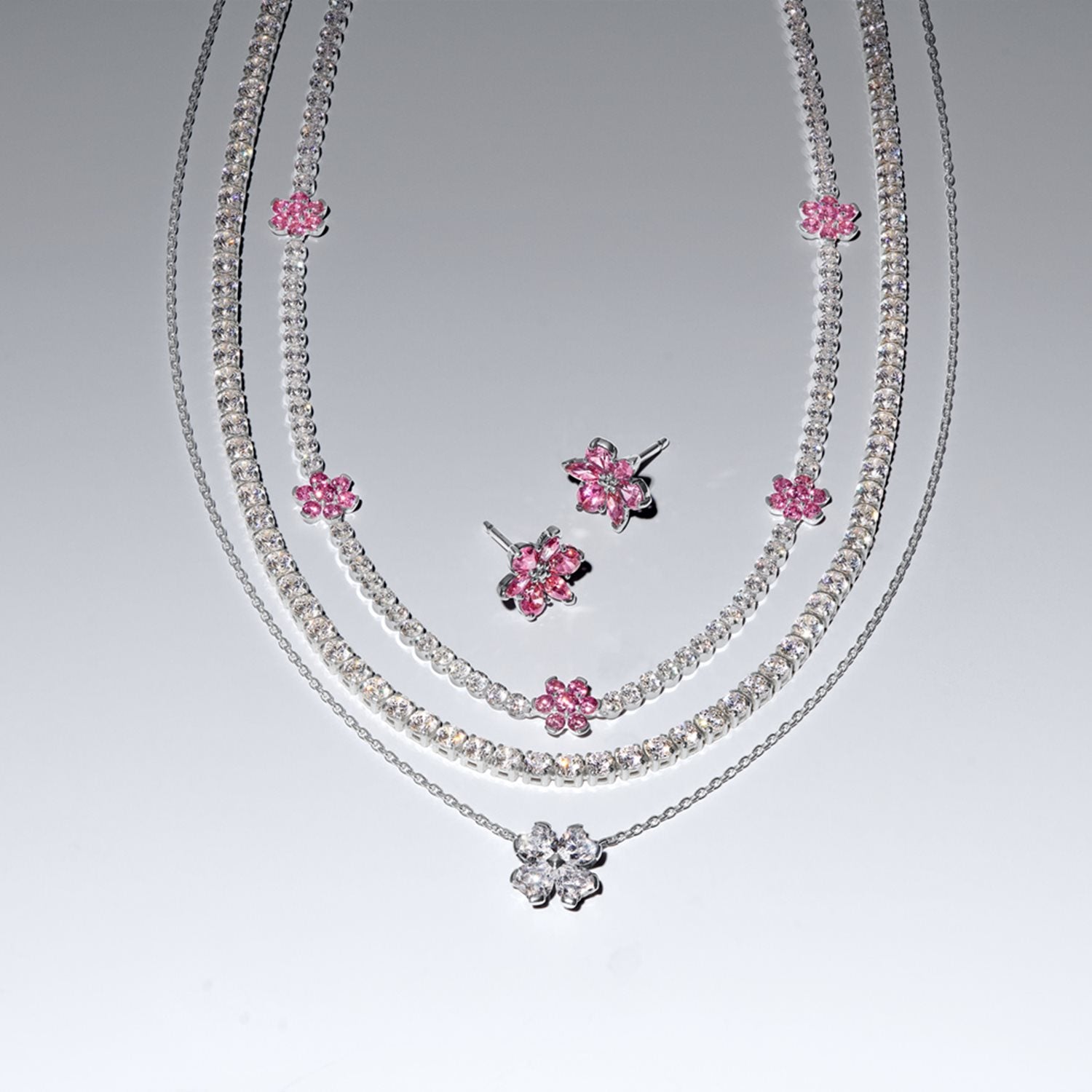 Pandora Timeless Pink Flower Tennis Necklace 394561C01-40
