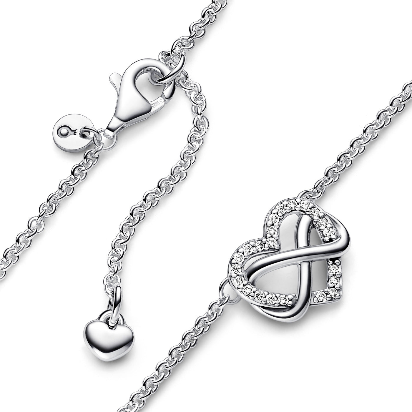 Pandora Moments 925 Sterling Silver Sparkling Infinity Heart Necklace 392666C01-50