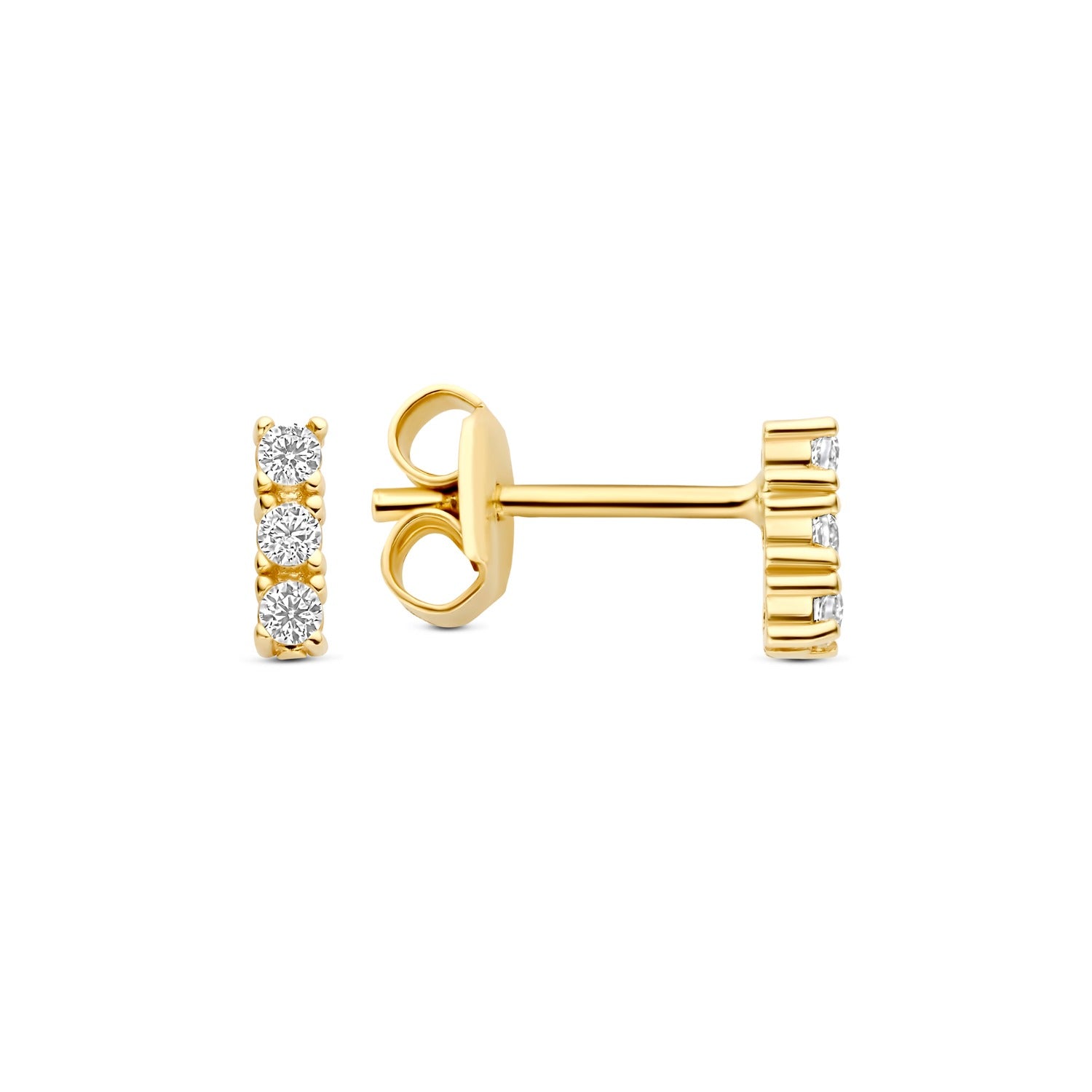 Beloro Jewels Monte Napoleone Liset 9 karat gold ear studs with zirconia stones BO360123