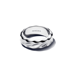 Pandora Essence 925 Sterling Silver Rippled Wide Band Ring 193886C00-54