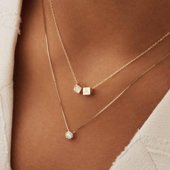 Isabel Bernard Le Carré Felie 14 Carat Golden Initial Charm cube IB340043