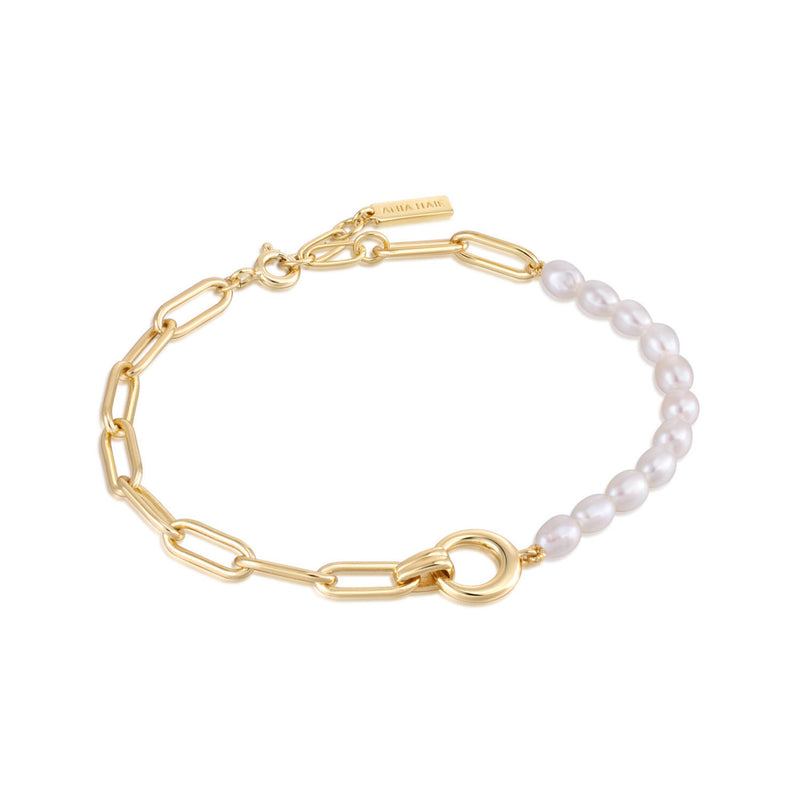 Ania Haie Pearl Power 925 Sterling Silberen Goldfarbene Armband AH-B043-02G-zoom-