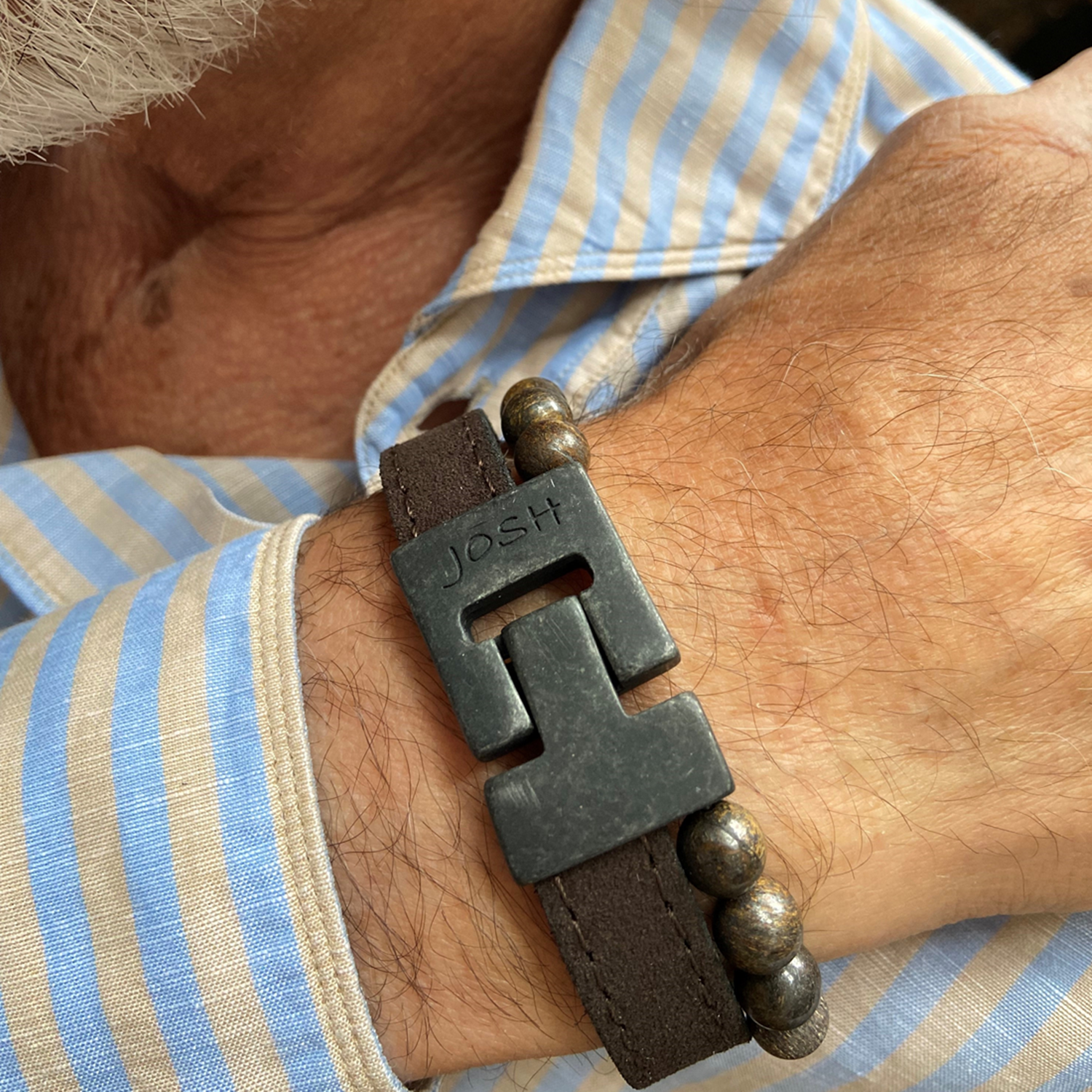 Josh Brown Natural Stone Bracelet 25039VB/BRWN/MED