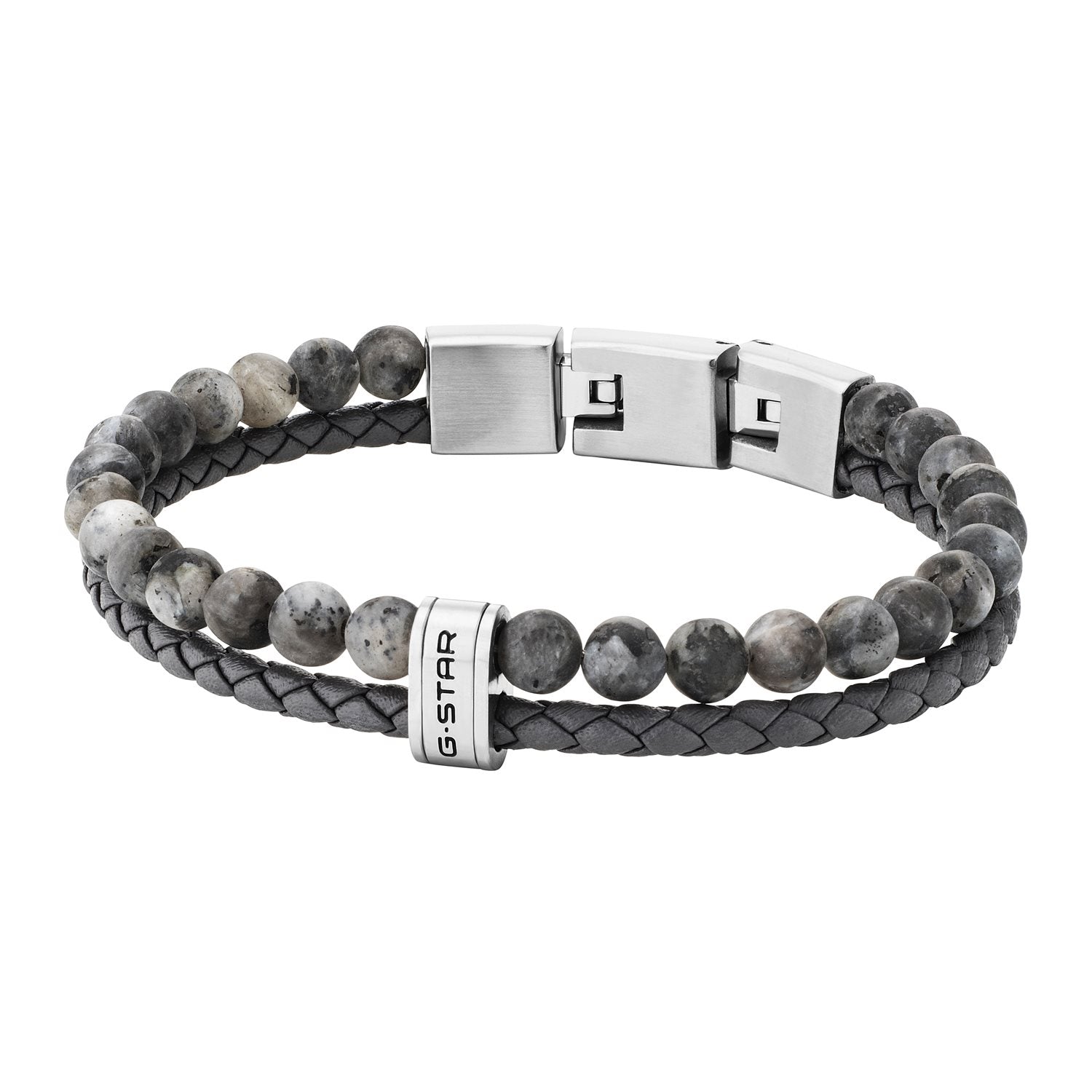 G-STAR Tether02R Grey Braided Leather Bracelet GSJ.110.04
