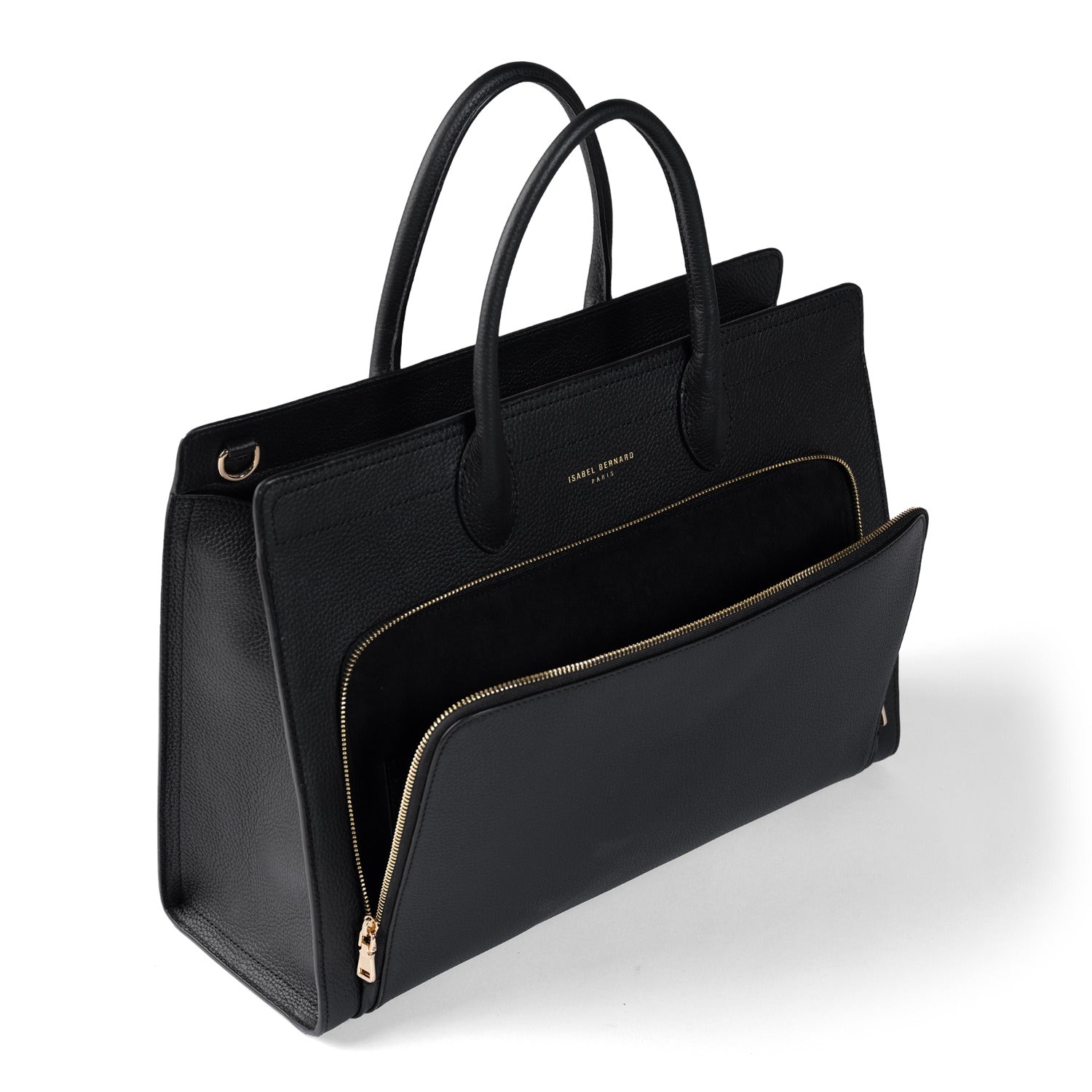 Isabel Bernard Honoré Nadine Black Leather Handbag made of Calfskin IB25032