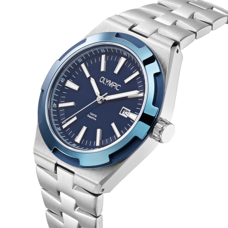 Olympic Legacy Silberne Und Blaue Herrenuhr OL75HSS005-zoom-