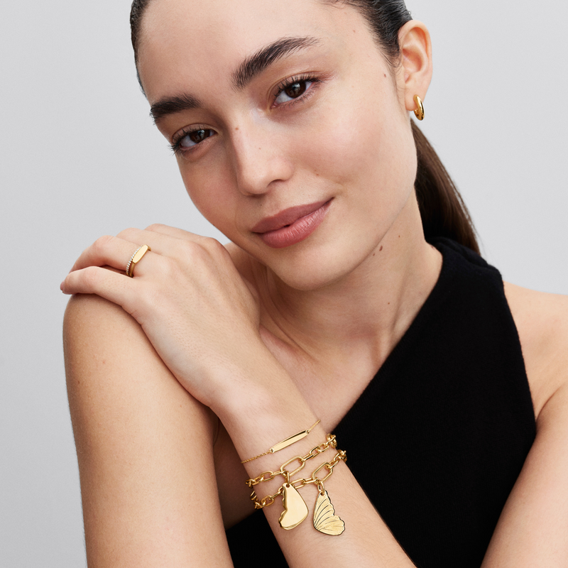 Pandora Moments Gold Plated Engravable Butterfly Wing Charm 364015C00-zoom-