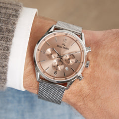 Mats Meier Grand Cornier Chronograph Men's Watch Silver Colored with Taupe MM00134