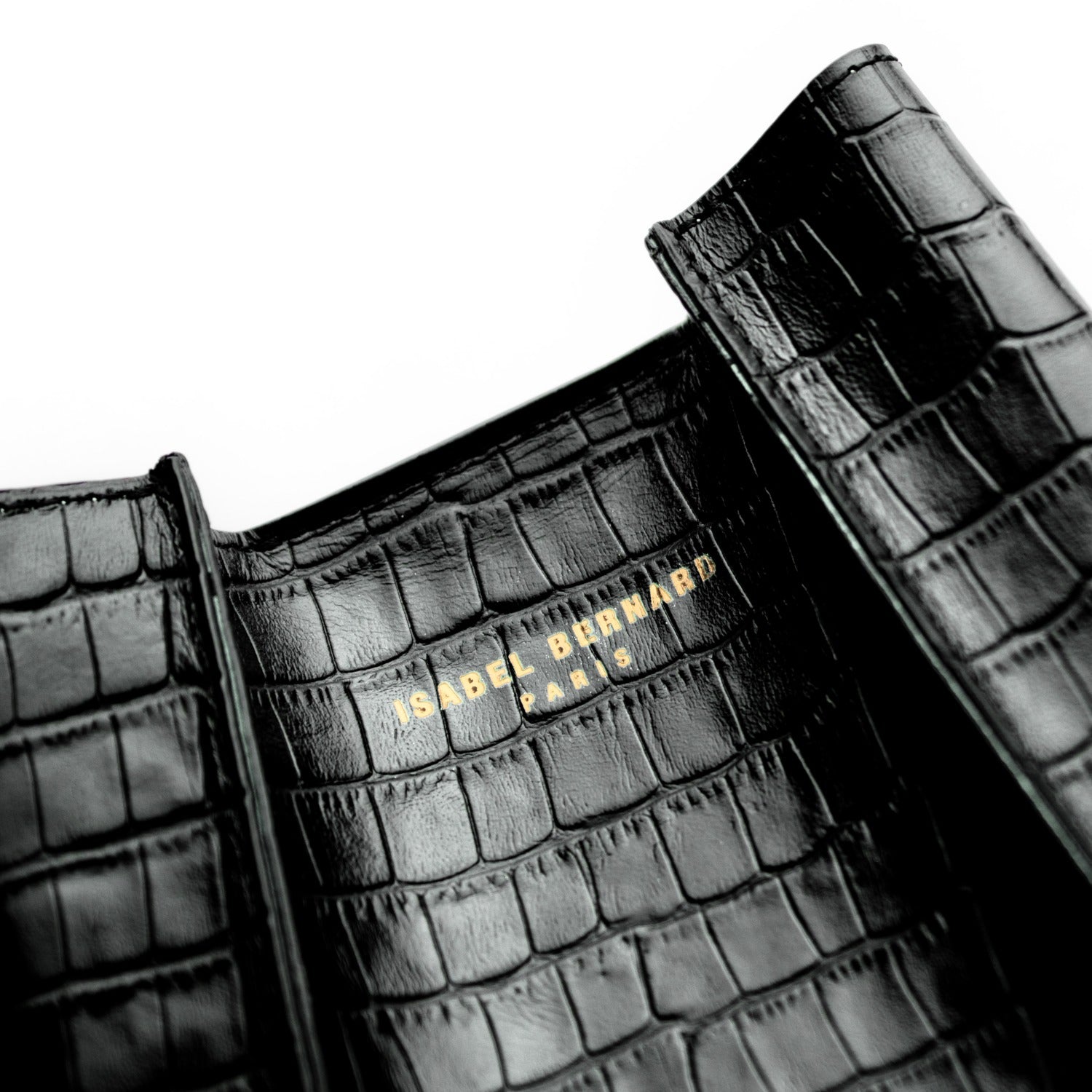 Isabel Bernard Femme Forte Minette Croco Black Calfskin Leather Handbag IB21114-201