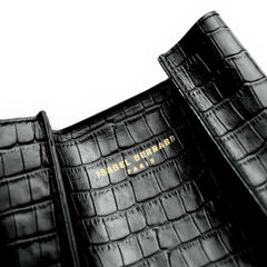 Isabel Bernard Femme Forte Minette Croco Black Calfskin Leather Handbag IB21114-201
