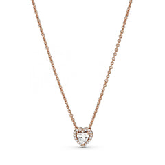 Pandora Timeless Sparkling Heart Necklacewith14 Carat RoseGold Plating 388425C01-45 (Length: 45.00 cm)