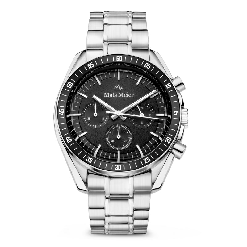 Mats Meier Arosa Racing Chronograaf HerrenUhr Silberfarbene und Schwarz MM50012-zoom-