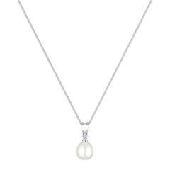 Elli 925 Sterling Silver Pearl Necklace with Diamond 2004-BF-0007569-001