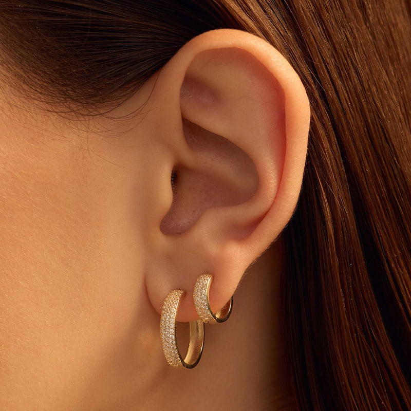 Beloro Jewels Monte Napoleone Stella 9 karat gold hoop earrings with zirconia BO360087-zoom-