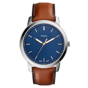 Fossil The Minimalist Silberne Und Blaue Herrenuhr FS5304