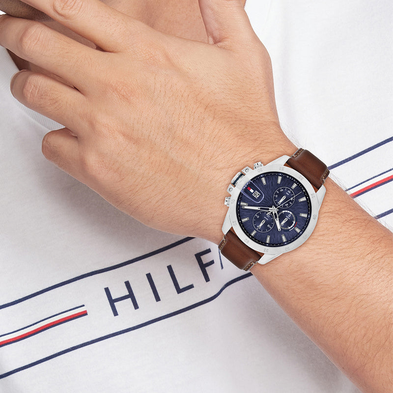 Tommy Hilfiger Jameson Silberne Und Blaue Herrenuhr TH1792195-zoom-