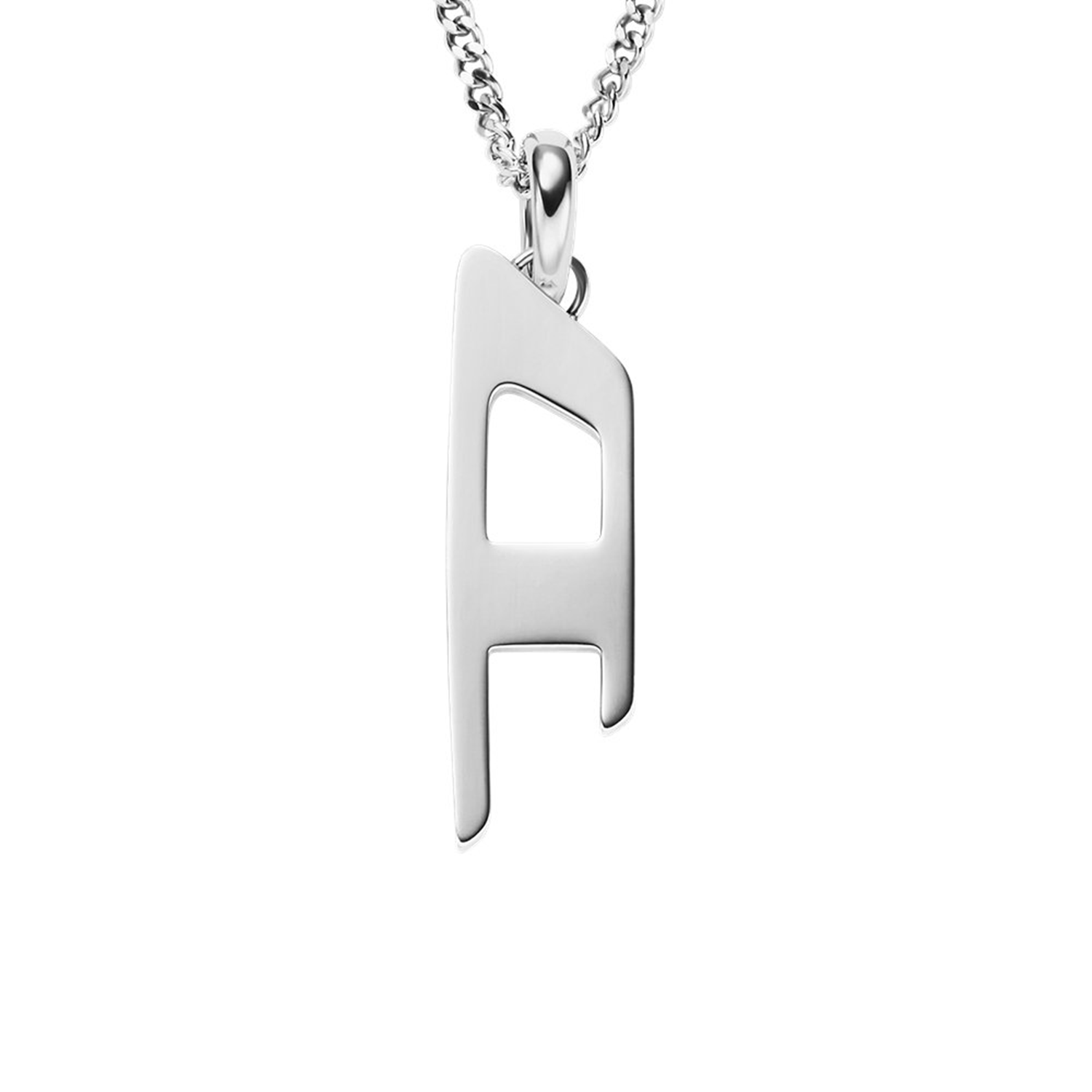 Diesel D Logo Silver Stainless Steel Necklace DX1625040