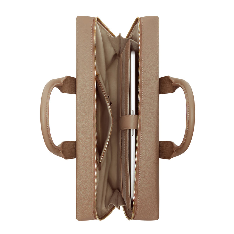 Isabel Bernard Honoré Anique Taupe Kalbsleder Handtasche IB25070-zoom-