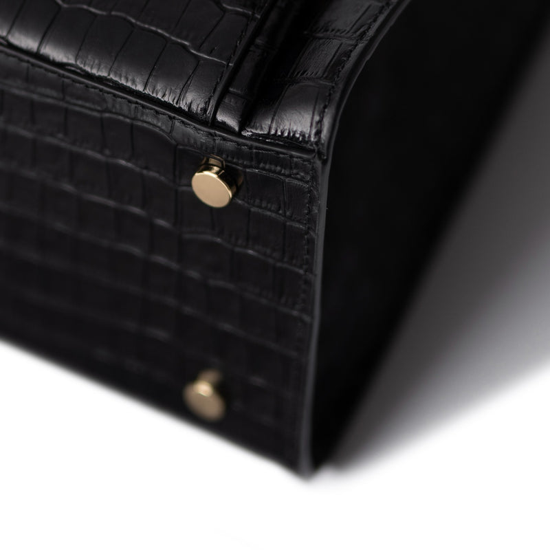 Isabel Bernard Honoré Nadine Schwarze Kroko Leder Handtasche aus Kalbsleder IB25033-zoom-