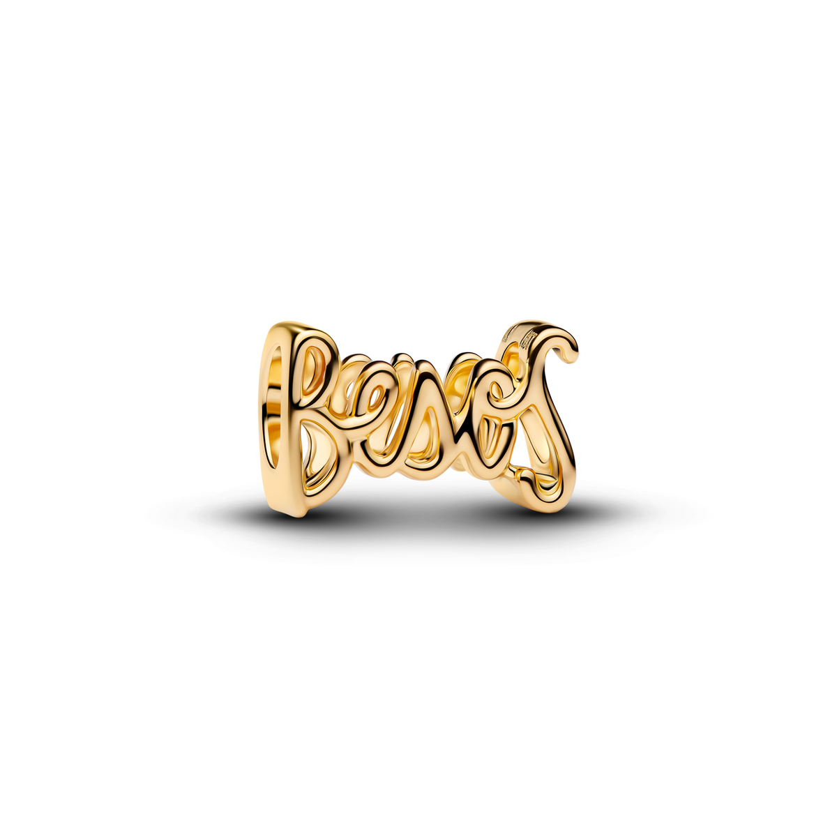 Pandora Moments Gold Plated Charm With Text Besos 764422C00