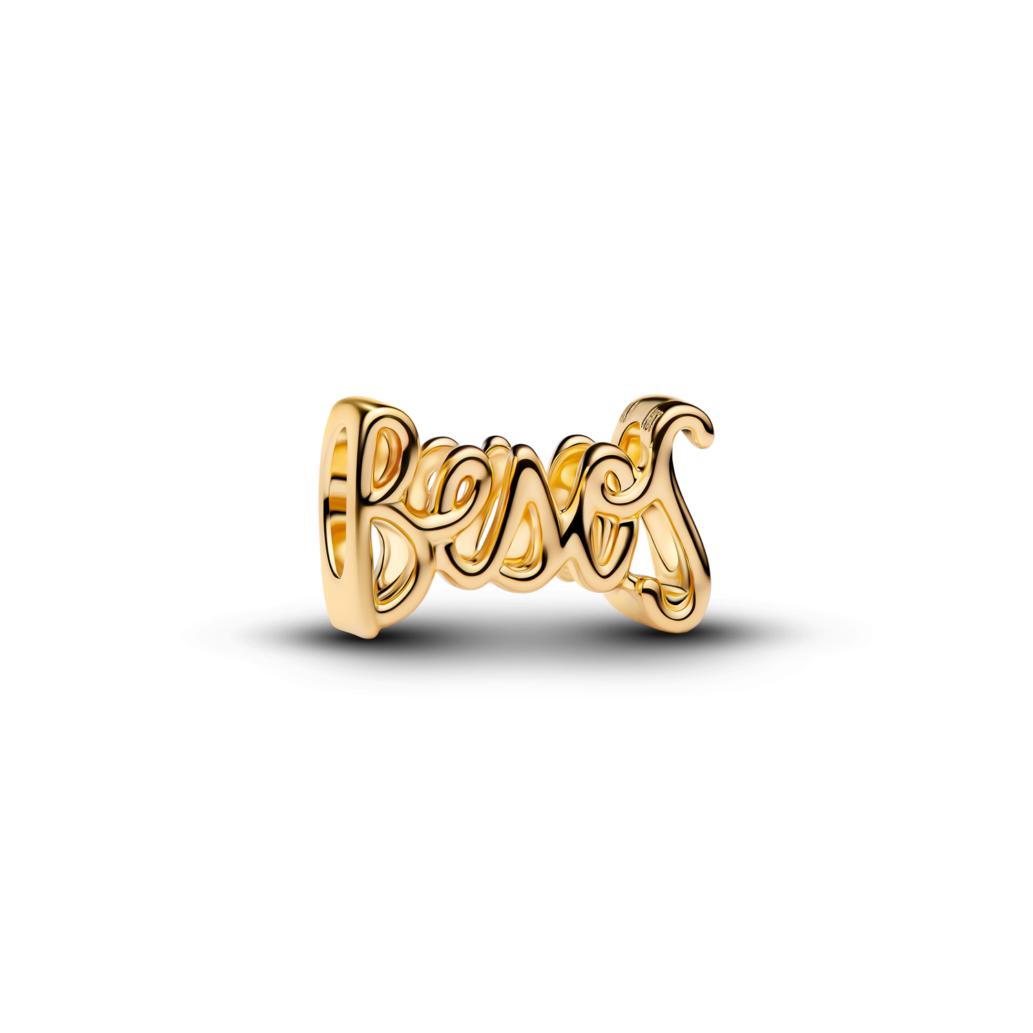 Pandora Moments Gold Plated Charm With Text Besos 764422C00