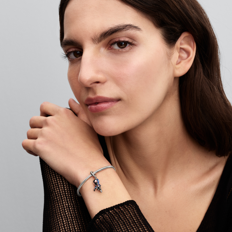 Pandora Collabs 925 Sterling Silver Marvel Spider-Man Miles Morales Dangle Charm 793842C01-zoom-