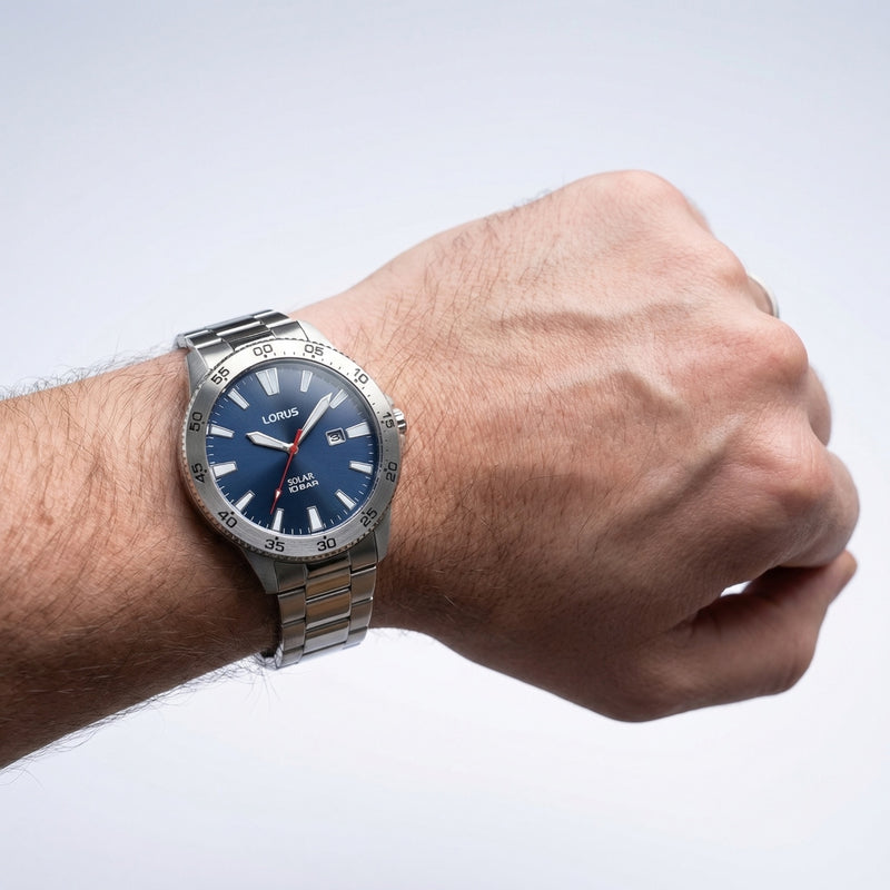 Lorus Solar Herrenuhr Mit Blauem Zifferblatt RX341AX9-zoom-