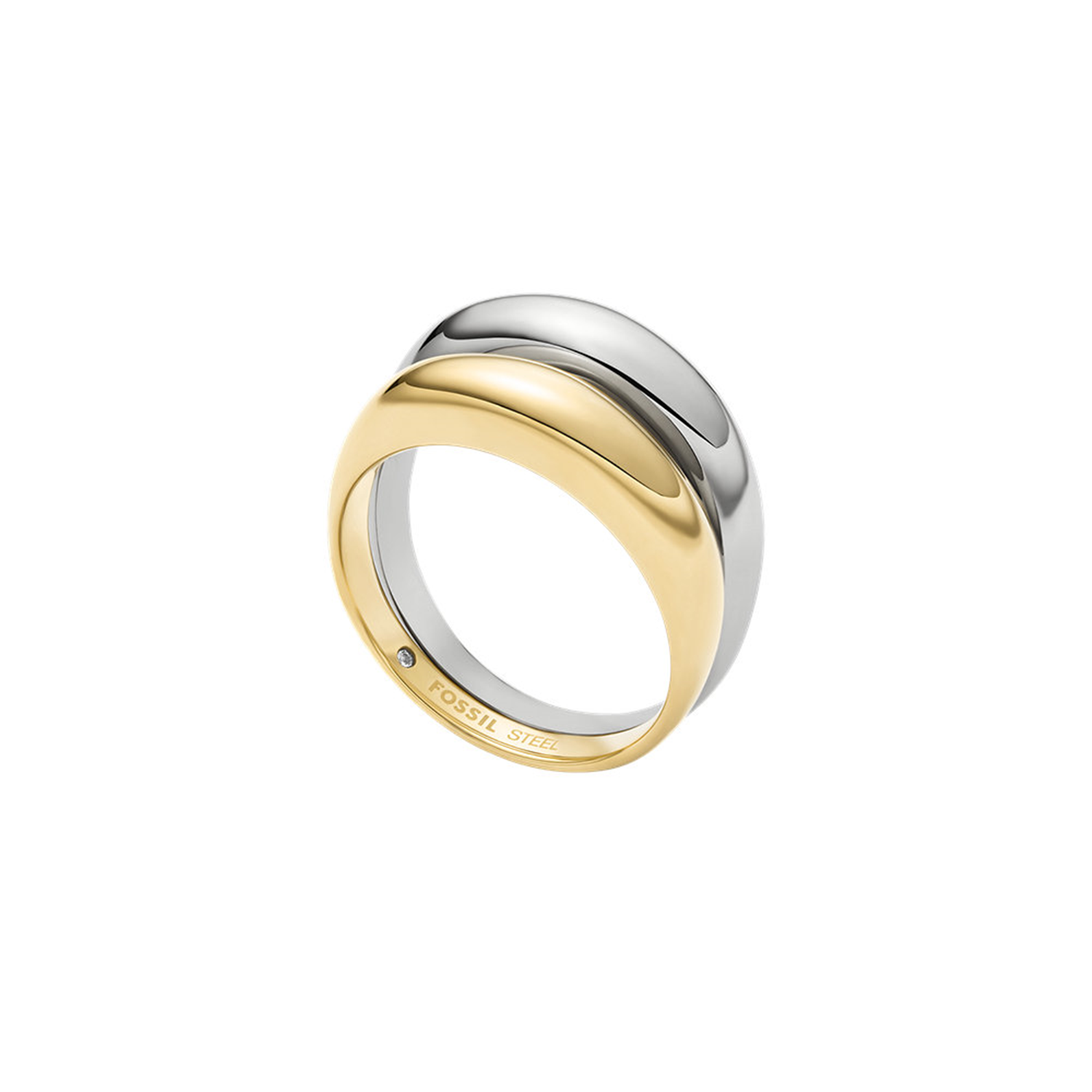 Fossil Ellis Silver and Gold Stainless Steel Ring JF048769986