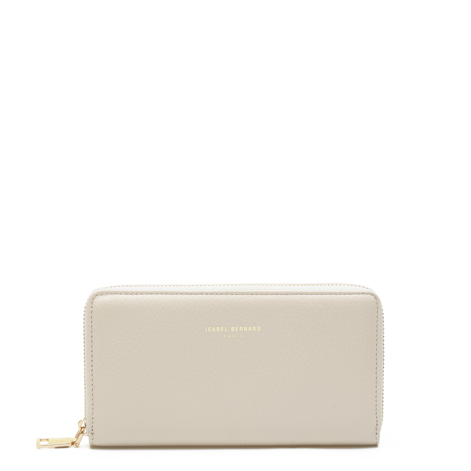 Isabel Bernard Honoré Léa Beige Calfskin Zip Wallet IB23012