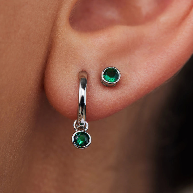 Violet Hamden Venus 925 Sterling Silberne Creolen mit Geburtsstein VH360014-MAR-zoom-