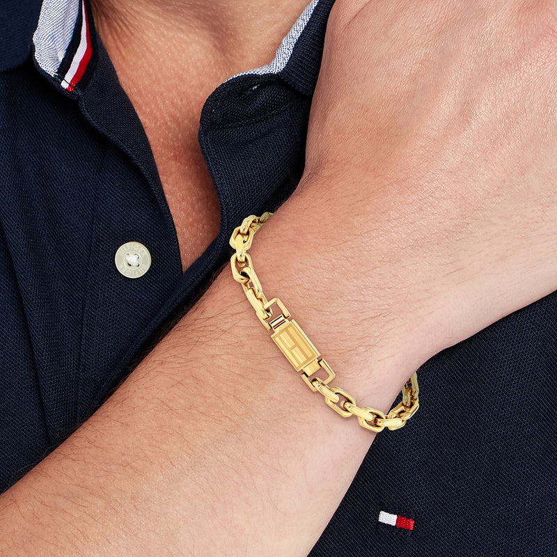 Tommy Hilfiger Edelstahl Goldfarbenes Herren Gliederarmband TJ2790716-zoom-