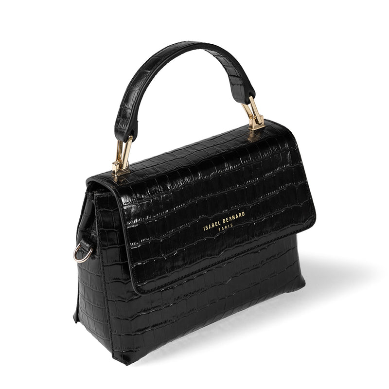 Isabel Bernard Femme Forte Heline Kroko Schwarz Kalbsleder Handtasche IB21037-zoom-