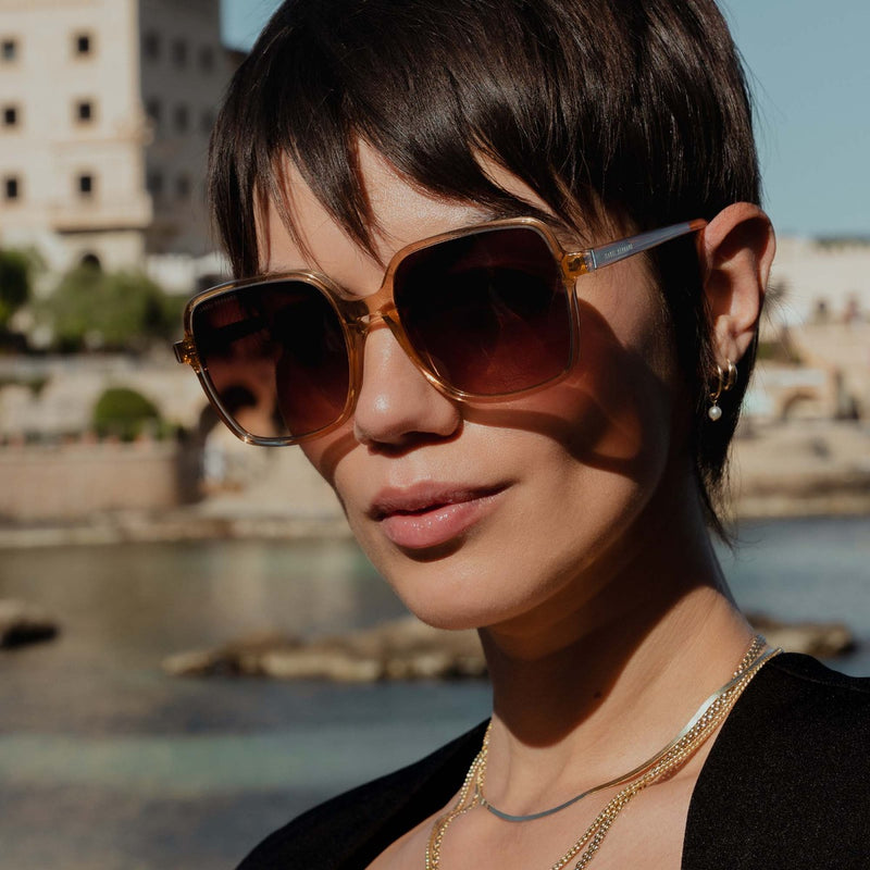 Isabel Bernard La Villette Rene Transparent Beige Quadratisch Sonnenbrille IB400000-02-14-zoom-