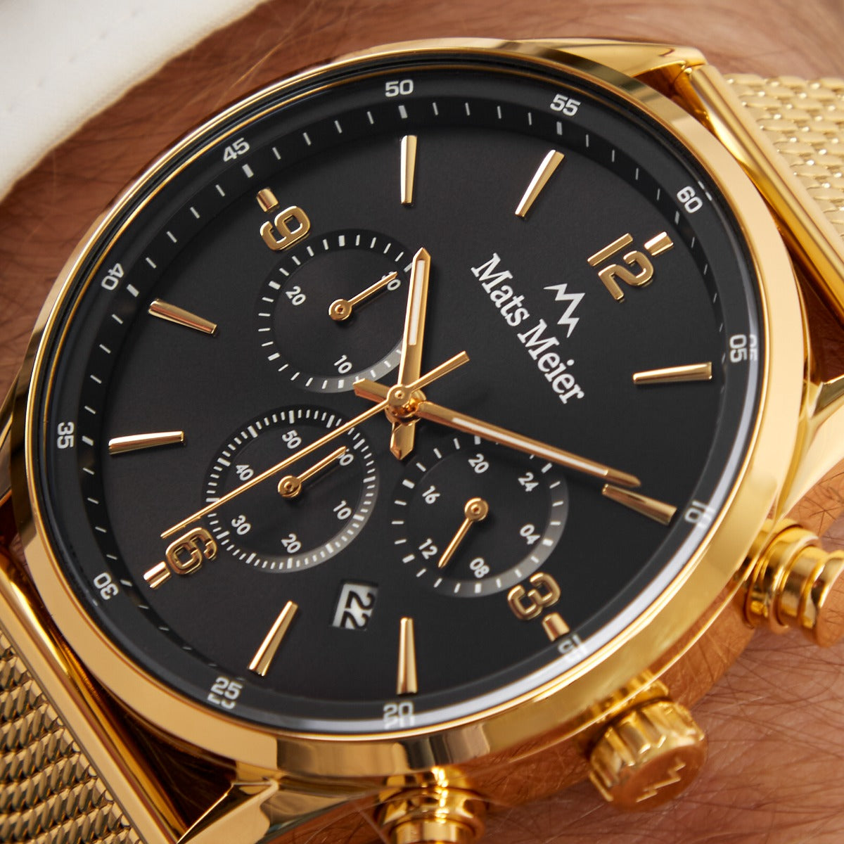 Mats Meier Grand Cornier Chronograph Men's Watch Gold Colored with Black MM00138