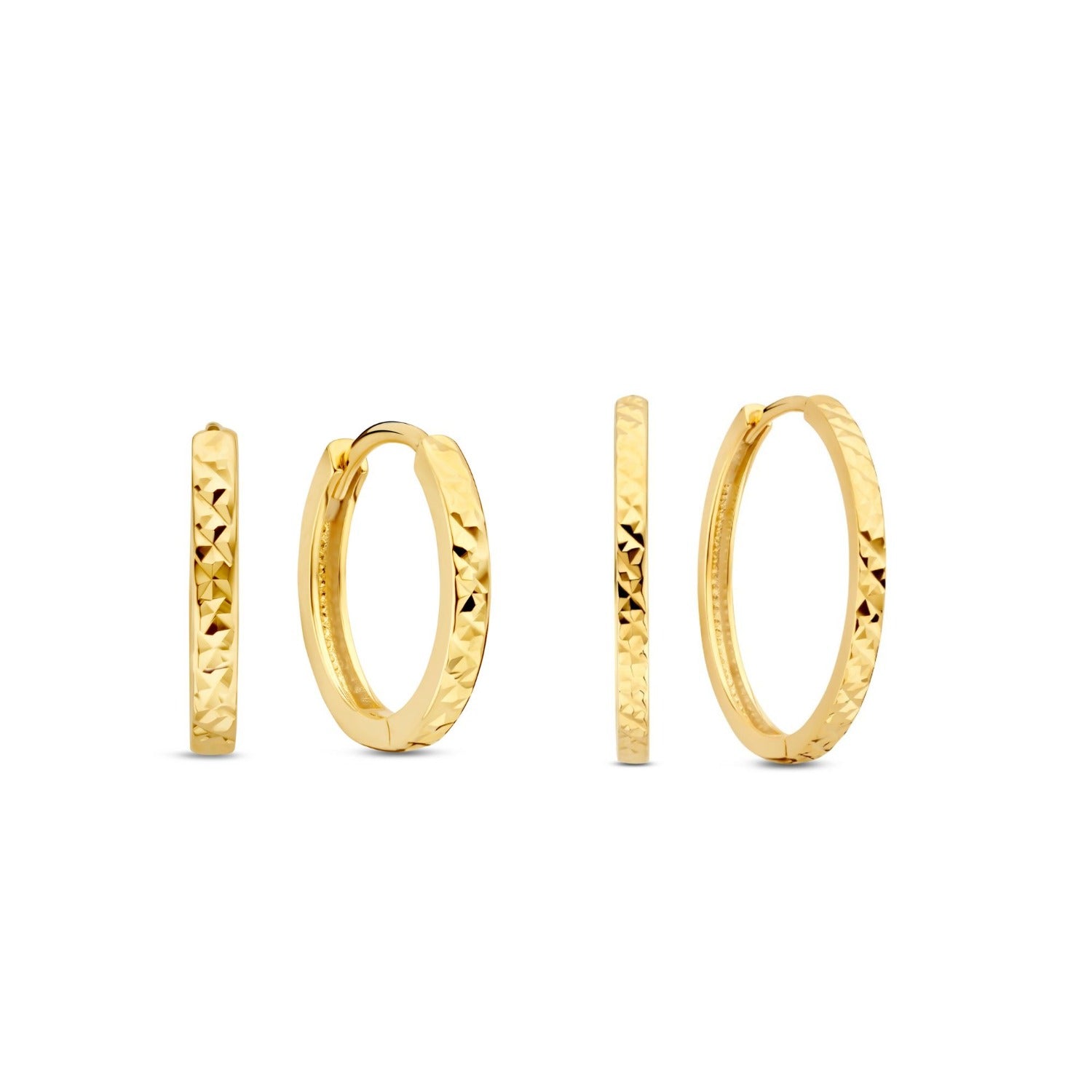 Beloro Jewels Regalo d'Amore 9 karat gold hoop earrings gift set with diamond cut BO90042