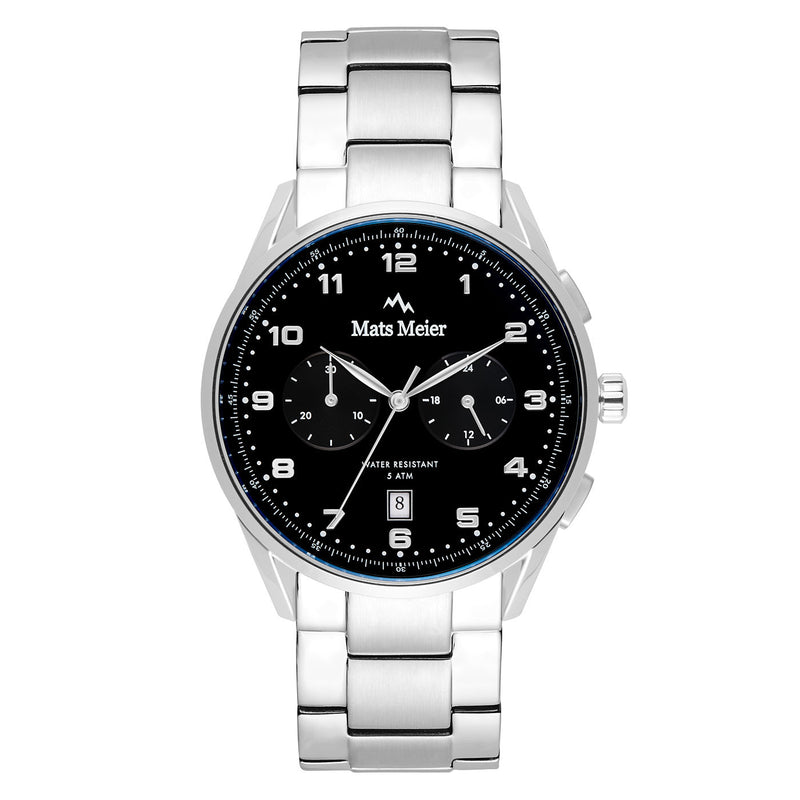 Mats Meier Mont Vélan Chrono Schwarz/Silberfarbene Uhr MM10004-zoom-