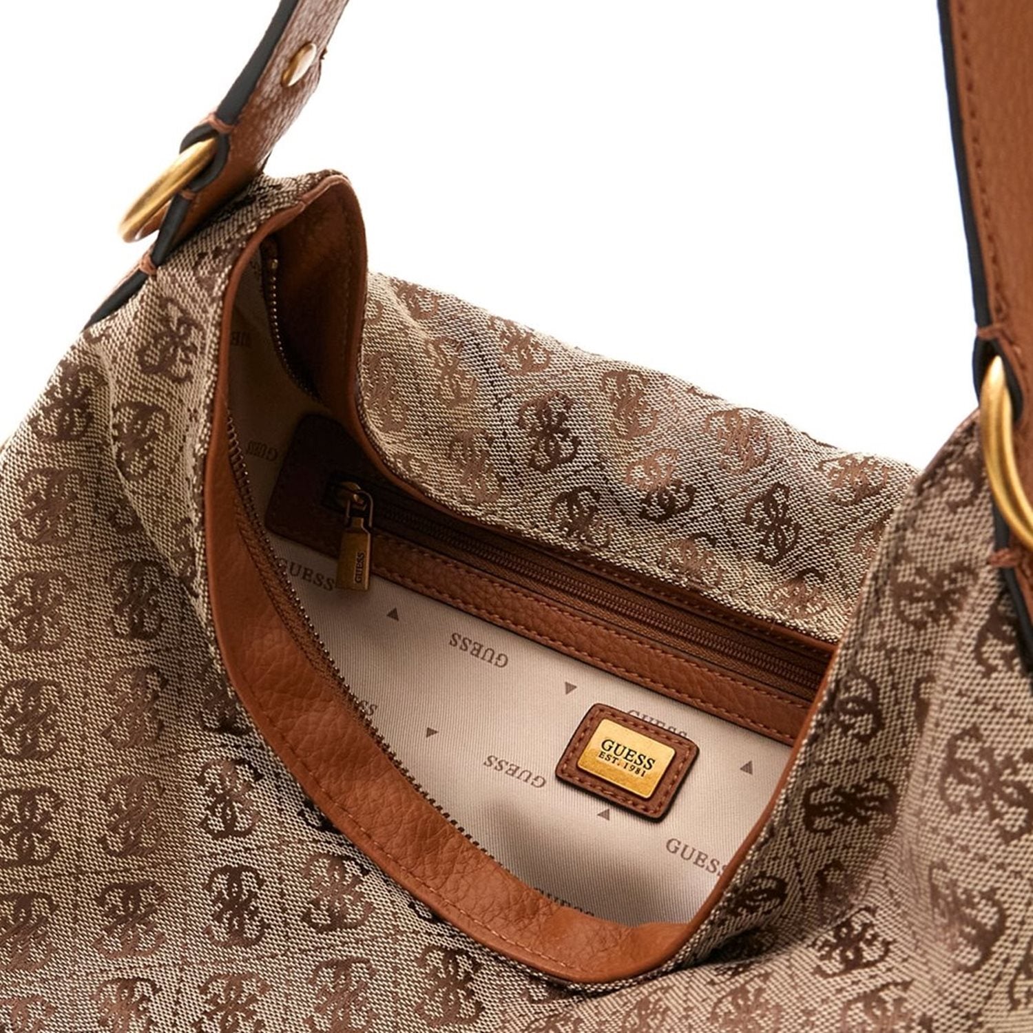 Guess Camden Latte Logo Cognac Camden Shoulder Bag HWJJ93-8180-LLG