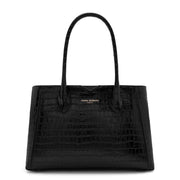 Isabel Bernard Honoré Cloe Midi Kroko Schwarz Kalbsleder Handtasche IB25082-201