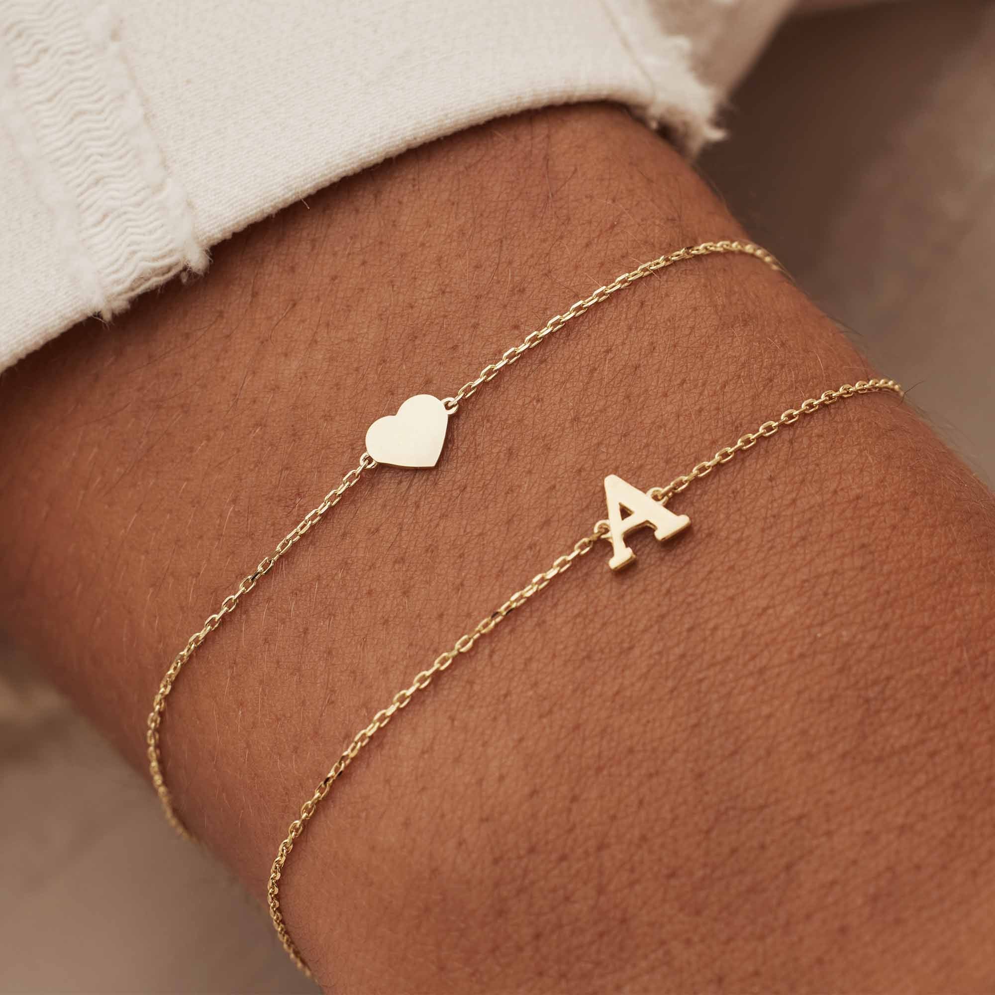 Isabel Bernard Le Marais Rachel 14 Carat Golden Initial Bracelet IB320101-A (Letter A)