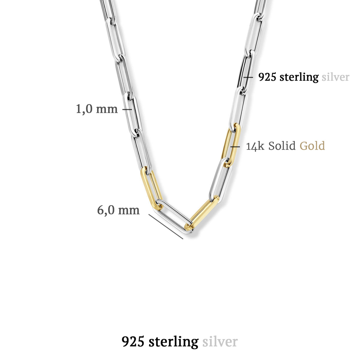 Parte Di Me 925 Sterling Zilveren met 14 Karaat Goud Bibbiena Poppi Guidi Ketting PDM32022