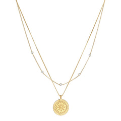 Elli 925 Sterling Silver Layered Coin Necklace with Zirconia 2004-BF-0008196-001