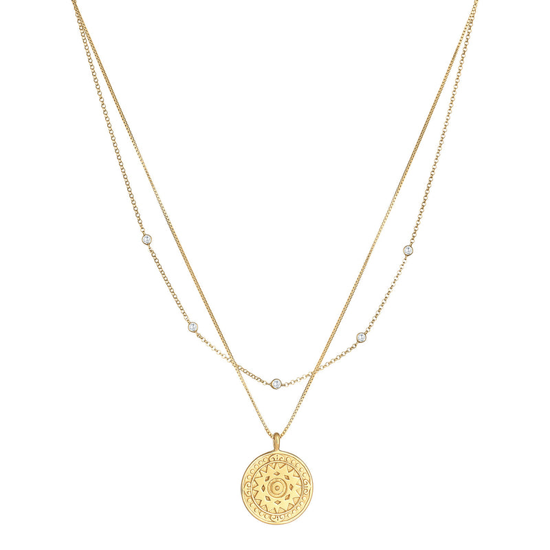 Elli 925 Sterling Silver Layered Coin Necklace with Zirconia 2004-BF-0008196-001-zoom-