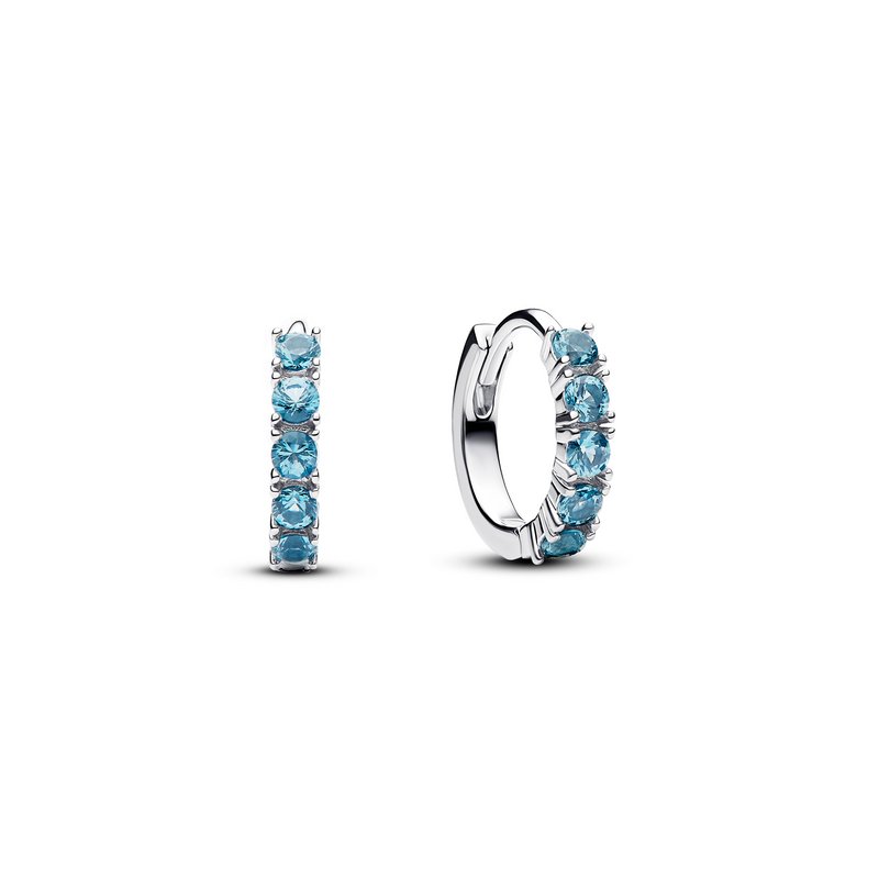 Pandora Timeless 925 Sterling Silver Blue Huggie Earring 293849C01-zoom-