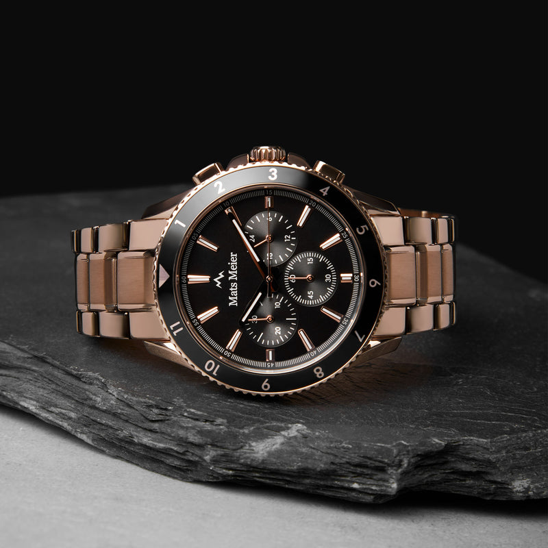 Mats Meier Ponte dei Salti Chronograaf HerrenUhr Rosé Goldfarbene und Schwarz MM00510-zoom-