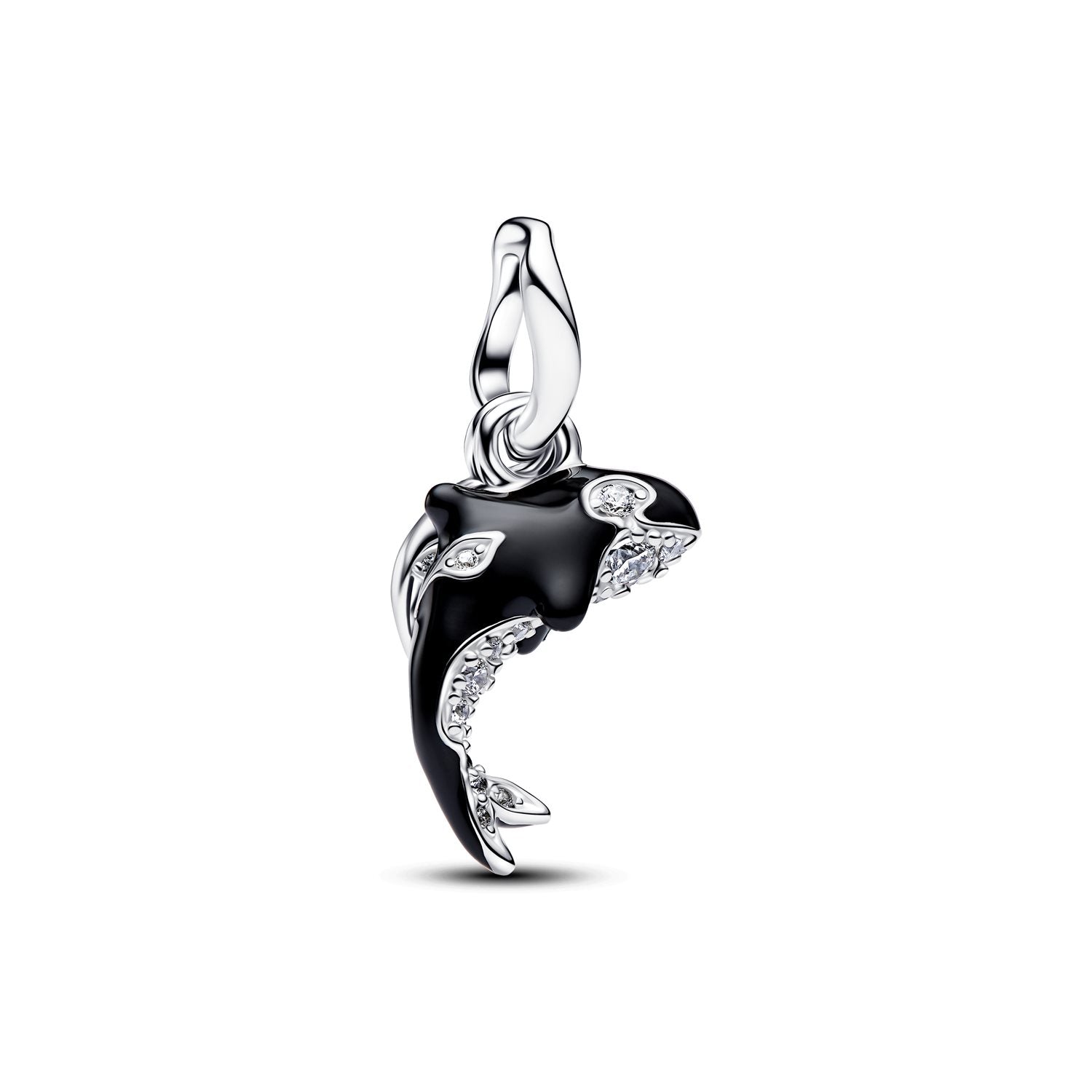 Pandora Moments 925 Sterling Silver Enamel Cubic Zirconia Orca Dangle Charm 794683C01