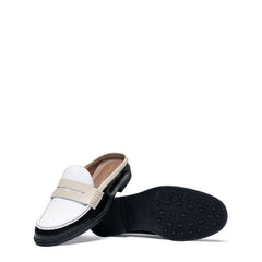 Vendôme Blandine Black And White Calfskin Leather Mules With White Details IB51016-10170-35