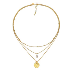 Elli 925 Sterling Silver Layered Link Chain Necklace with Moonstone 2004-BF-0008108-001