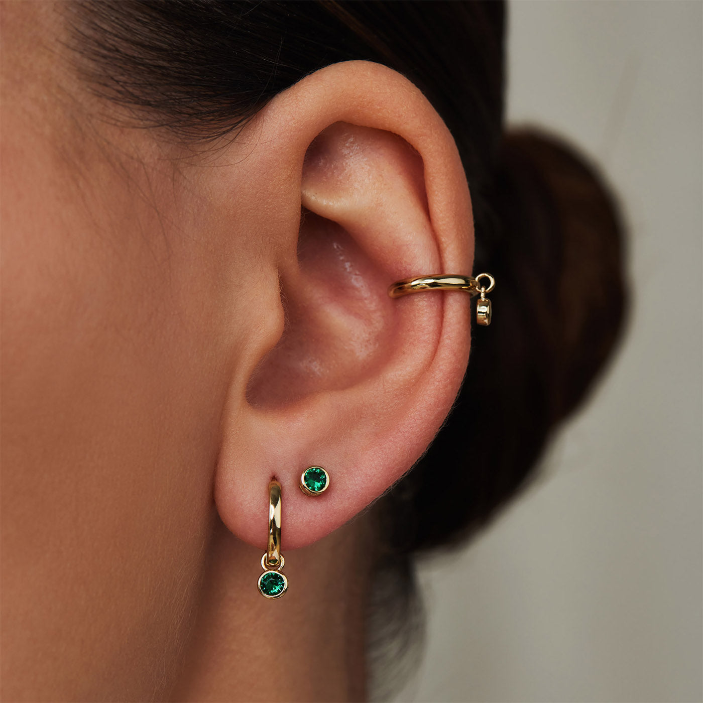 Violet Hamden Venus 925 Sterling Silver Gold-coloured Hoop Earrings with Birthstone VH360015-MAR